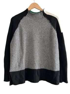 Zaket & Plover Birdseye Mockneck Soft Wool Cotton Knit Sweater